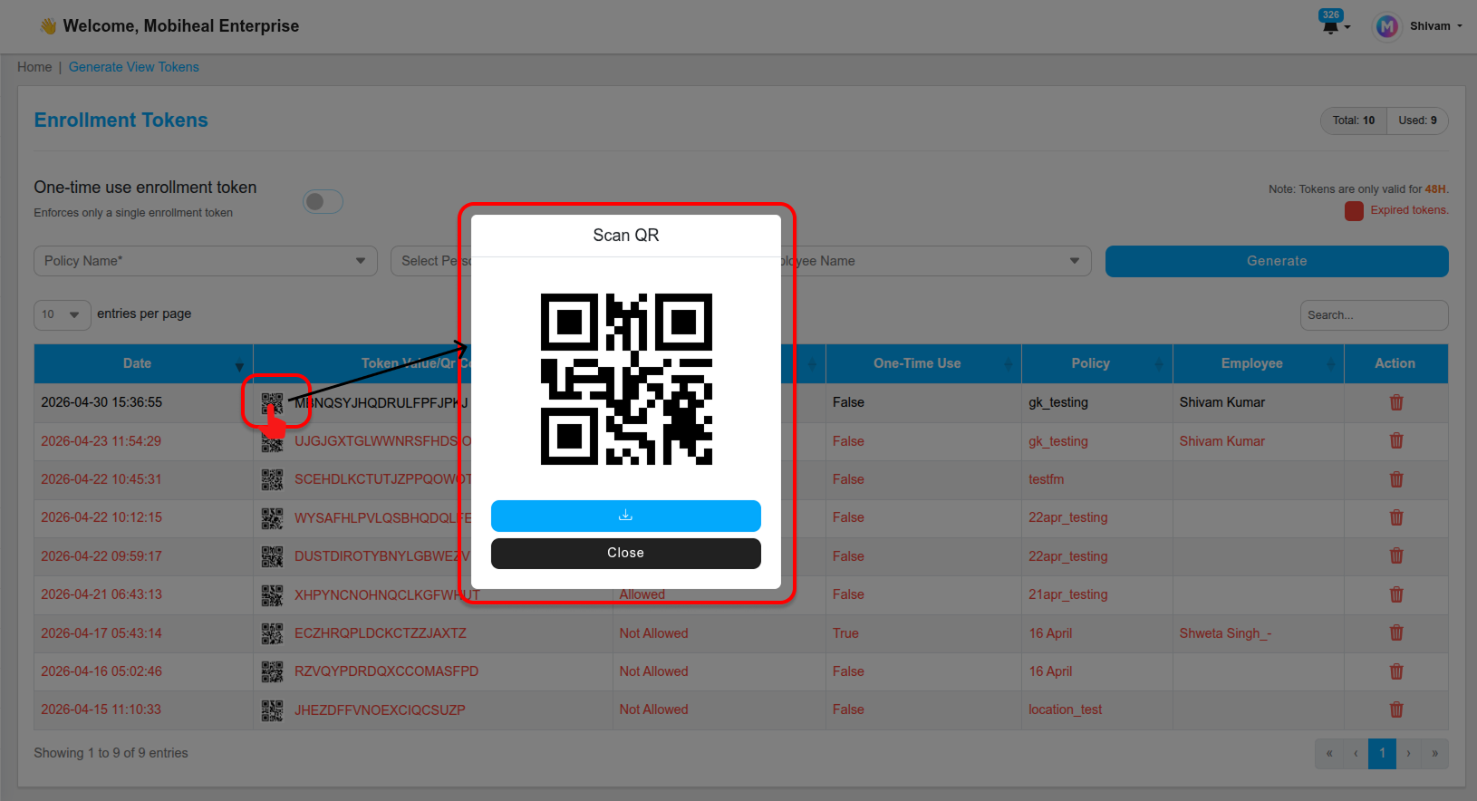 Enrollment QR Scanner